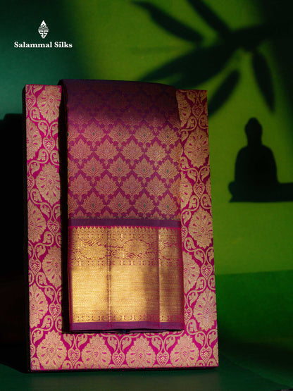 Beautiful Magenta Menakari Work Bridal Pure Kanjivaram Silk Saree With Traditional Border