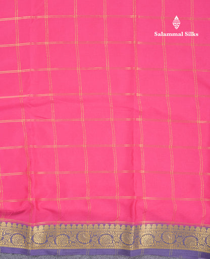 Sapphire Blue Semi Mysore Crepe Saree With Contrast Navy Blue Small Border