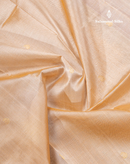 Sandal Pure Silk Cotton Saree With Contrast Violet Traditional Temple & Rettapet Border