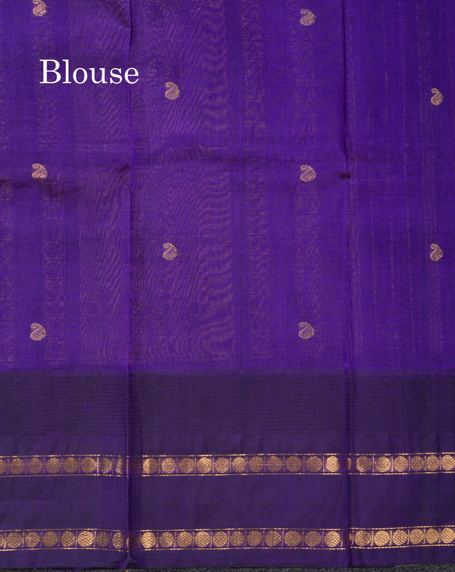 Sandal Pure Silk Cotton Saree With Contrast Violet Traditional Temple & Rettapet Border