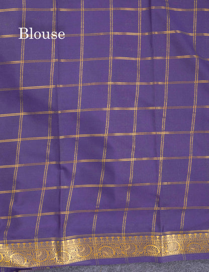 Sapphire Blue Semi Mysore Crepe Saree With Contrast Navy Blue Small Border