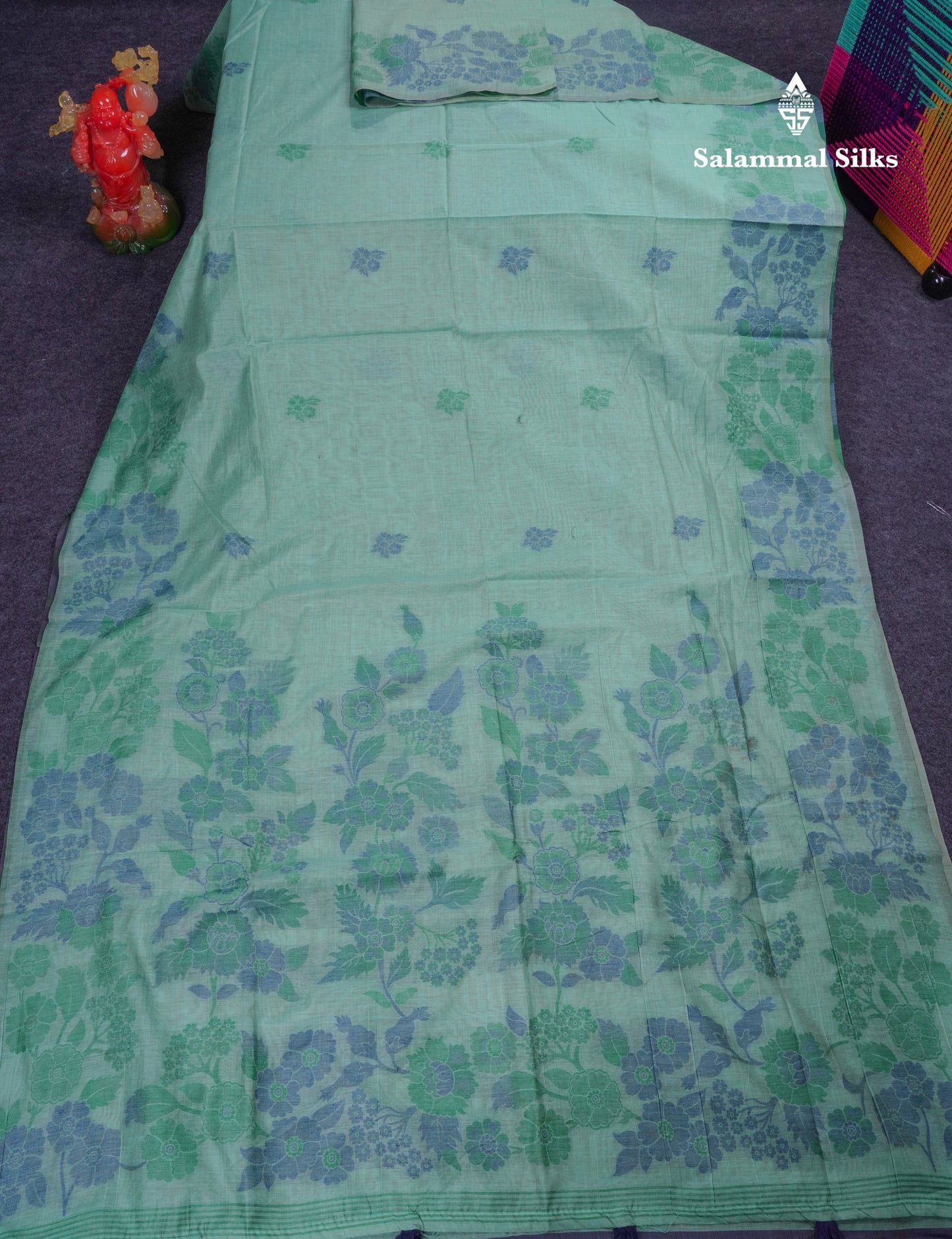 Beautiful Dark Peach Muga Cotton Saree With Contrast Maroon Blouse