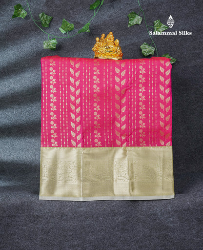 Semi Silk Pattu Pavadai (Pink) with Sandal Blouse 27"