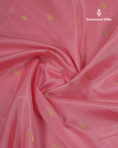 Beautiful Onion Pink Pure Kanjivaram Silk Saree With Contrast Light Yellow Traditional One Side Border