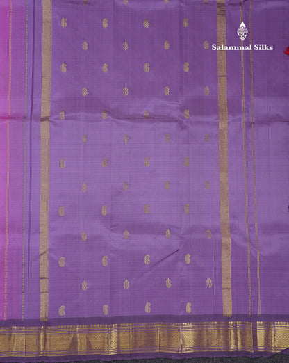 Beautiful Lavender Pure Kanjivaram Silk Saree With Contrast Light Violet Traditional One Side Border