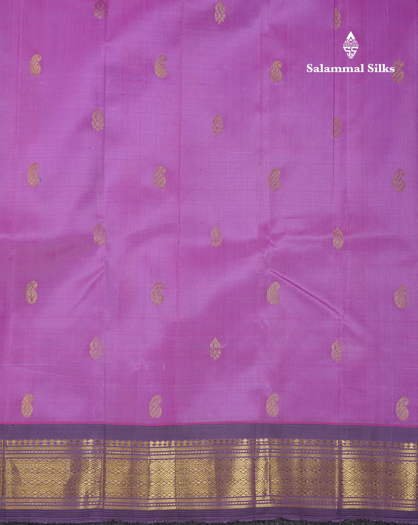 Beautiful Lavender Pure Kanjivaram Silk Saree With Contrast Light Violet Traditional One Side Border