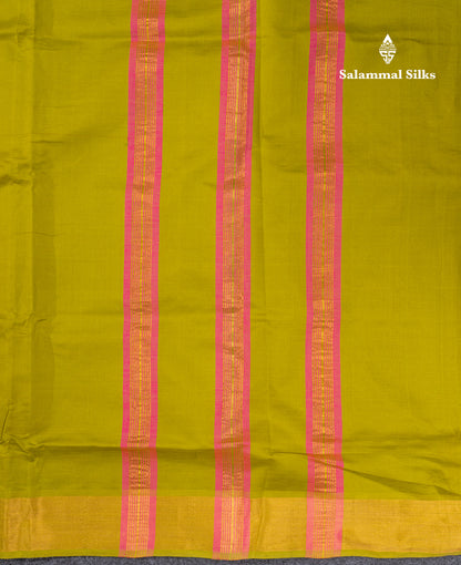 Beautiful Multicolour Semi Silk Cotton Saree With Contrast Parrot Green Blouse