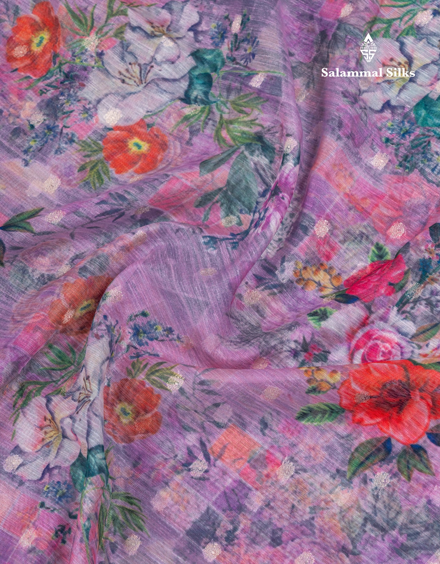 Light Pink Printed Linen Mix Fancy Saree With Contrast Peacock Green Fancy Border