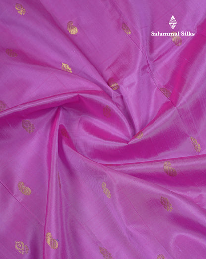 Beautiful Lavender Pure Kanjivaram Silk Saree With Contrast Light Violet Traditional One Side Border