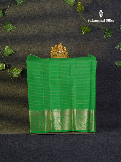 Beautiful Pure Silk Pattu Pavadai Zari Checks With Butta (Pink) With Contrast Parrot Green Blouse 18"