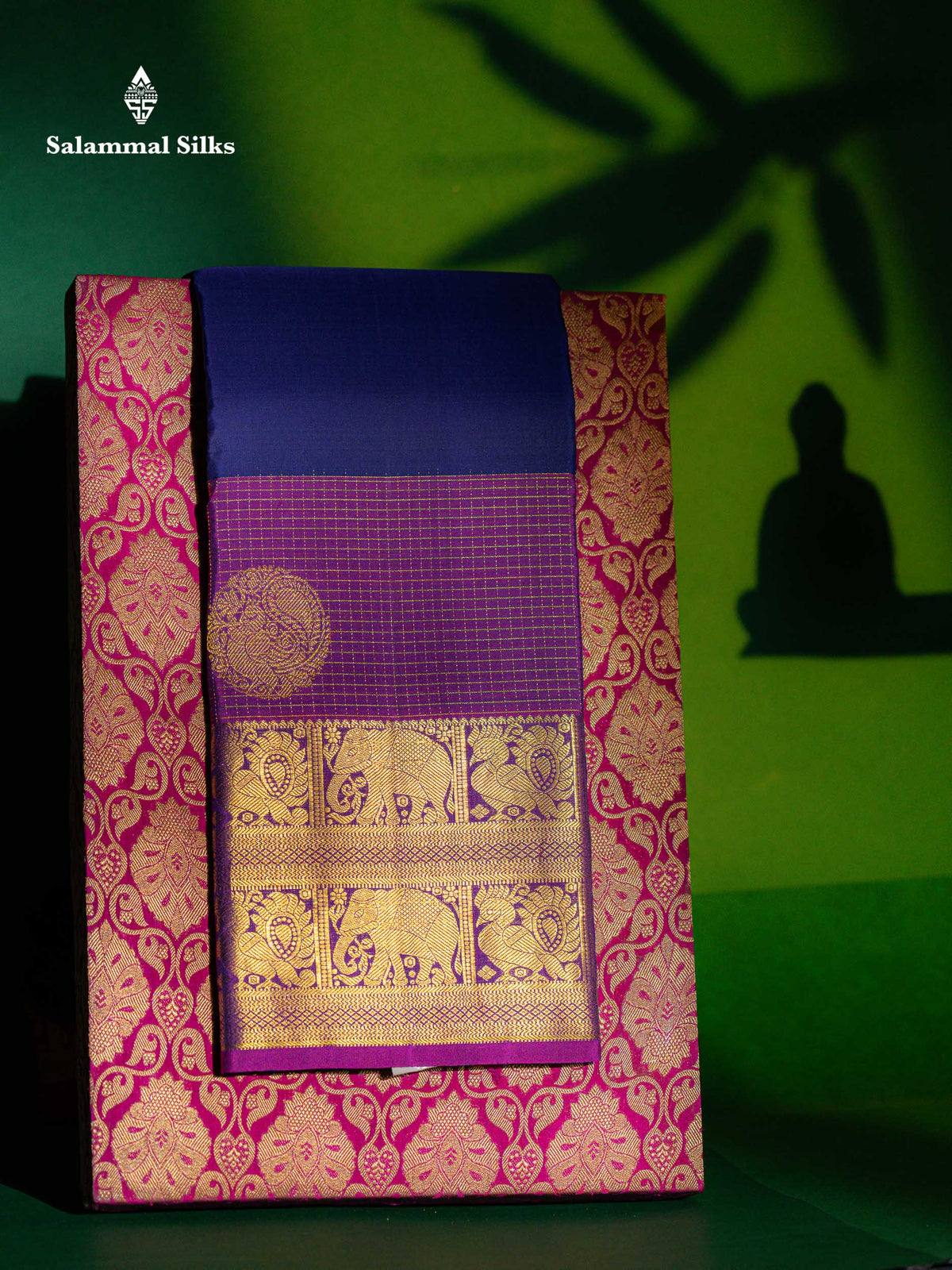 Violet Colour Pure Kanjivaram Silk Saree With Traditional Long Size Border