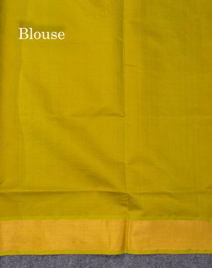 Beautiful Multicolour Semi Silk Cotton Saree With Contrast Parrot Green Blouse