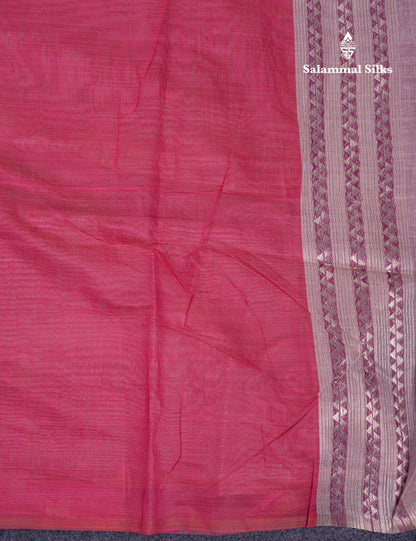 Beautiful Light Yellow Muga Cotton Saree With Contrast Light Red Blouse
