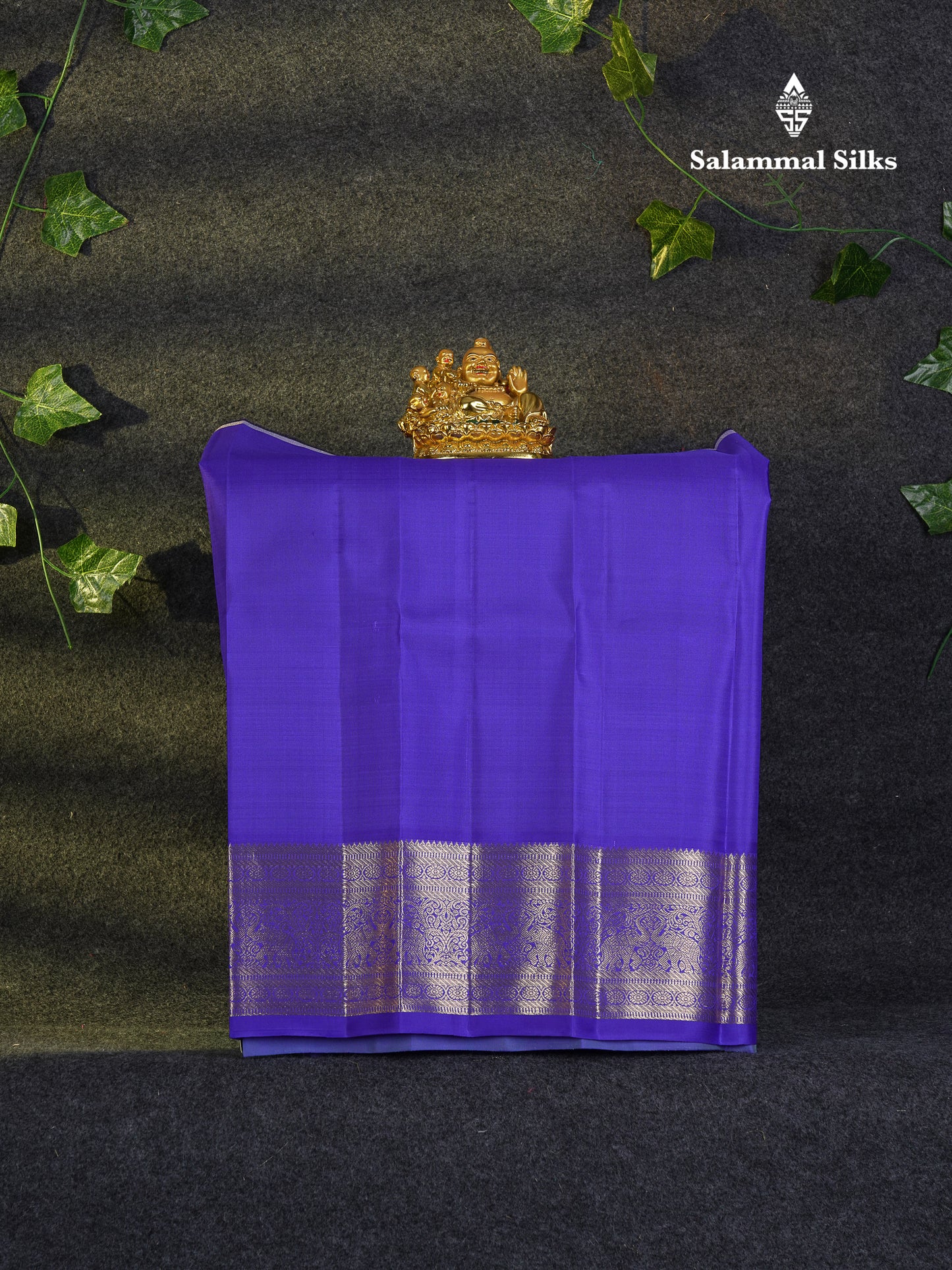 Beautiful Pure Silk Pattu Pavadai Zari Checks With Butta (Sapphire Green) With Contrast Violet Blouse 18"