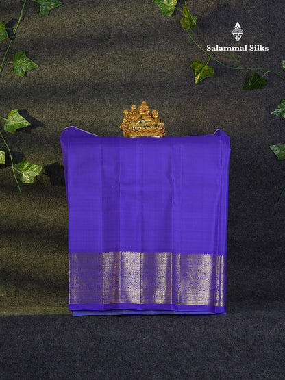 Beautiful Pure Silk Pattu Pavadai Zari Checks With Butta (Sapphire Green) With Contrast Violet Blouse 18"