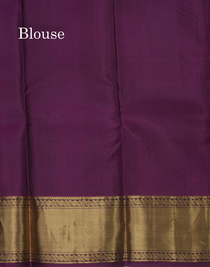 Beautiful Traditional Paalum Pazham Checks Pure Kanjivaram Silk Saree With Gold Zari Border