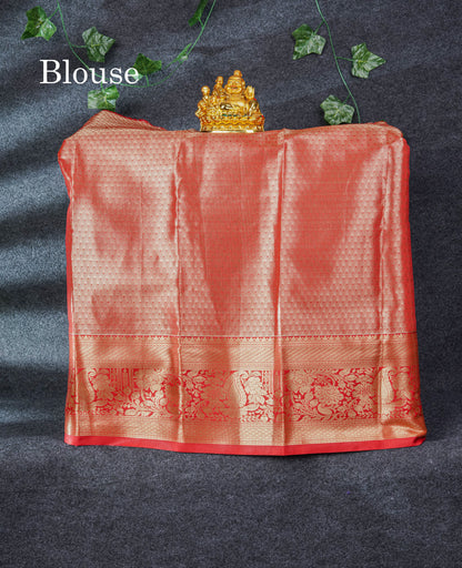 Semi Silk Pattu Pavadai Tissue (Light Green) with Red Blouse 27"