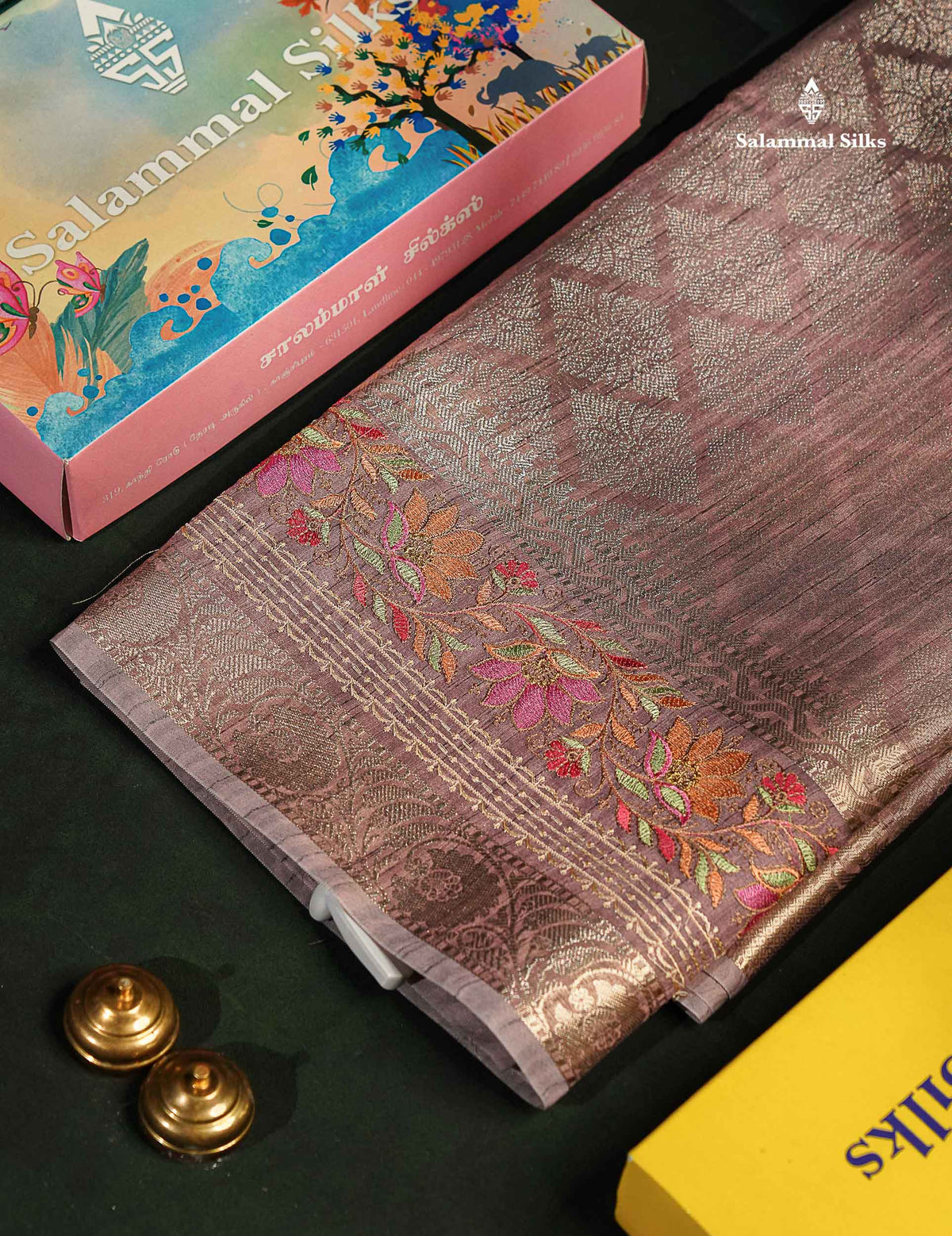 Light Violet Semi Tussar Fancy Saree With Embroidery Border