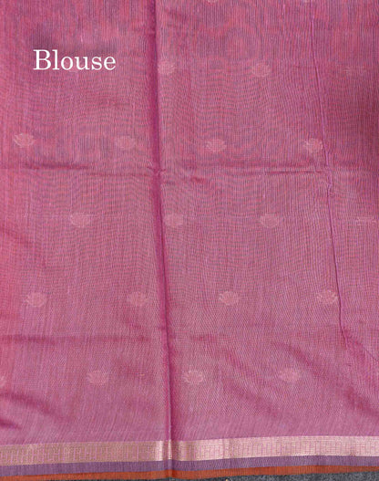 Beautiful Light Chocolate Maheshwar Cotton Saree With Contrast Light Lavender Blouse