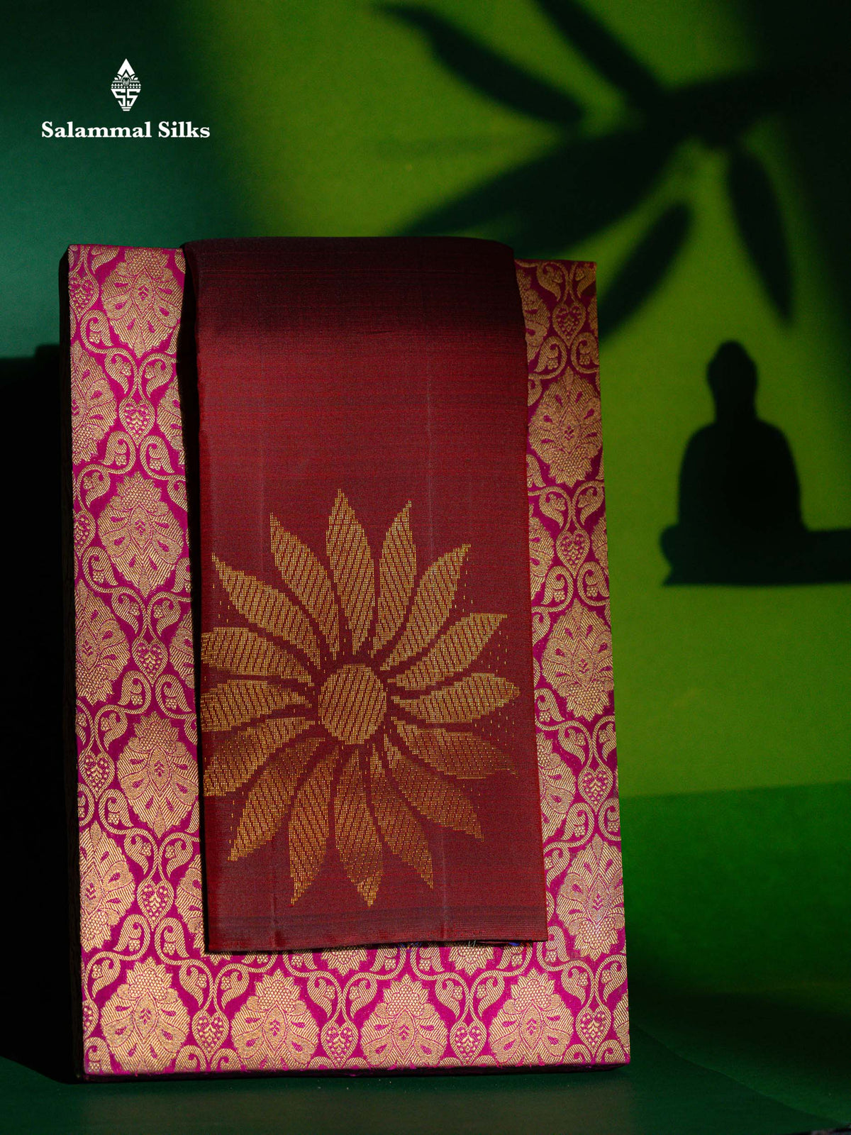 Beautiful Dark Maroon Fancy Pure Kanjivaram Silk Saree With Contrast Purple Blouse