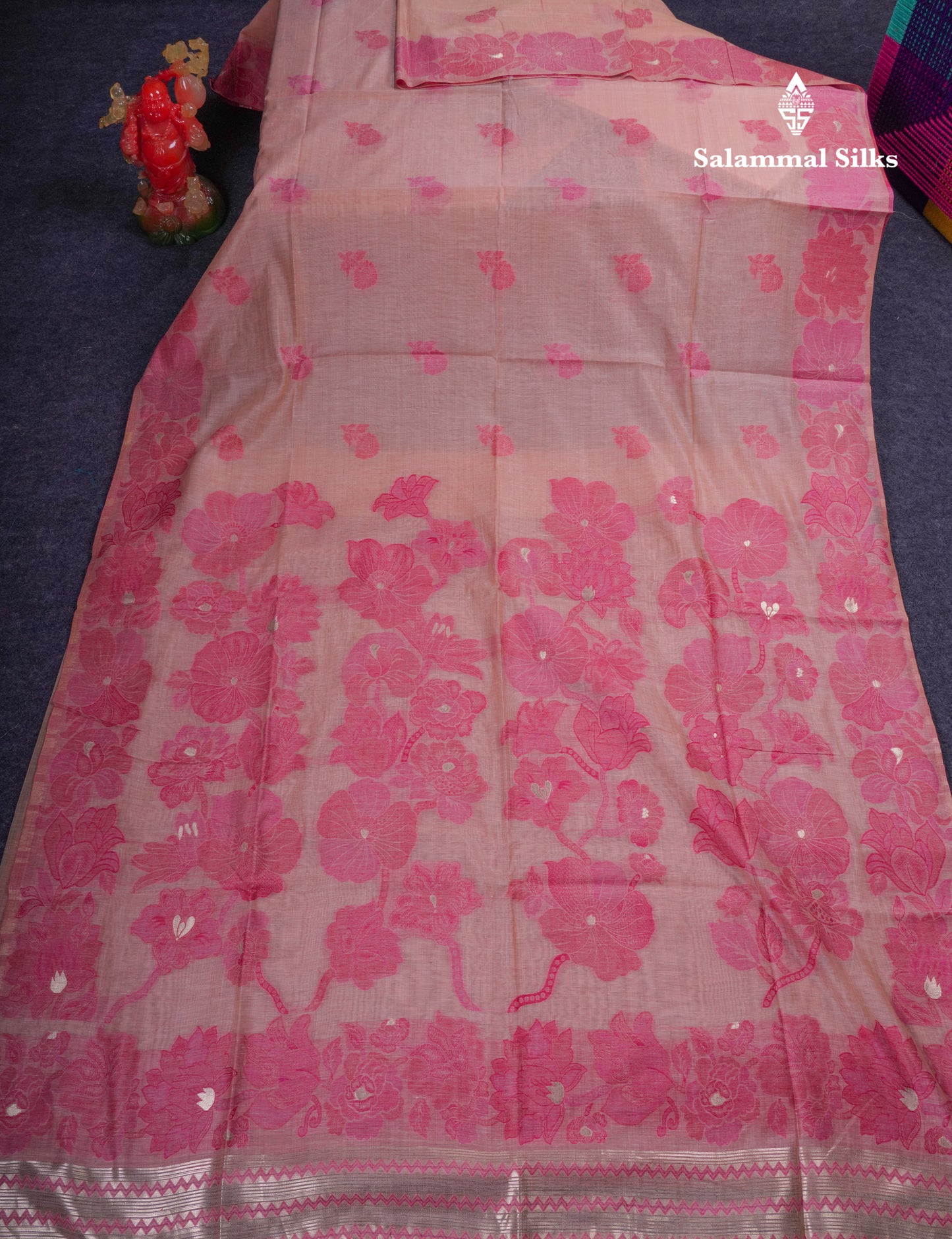 Beautiful Light Yellow Muga Cotton Saree With Contrast Light Red Blouse