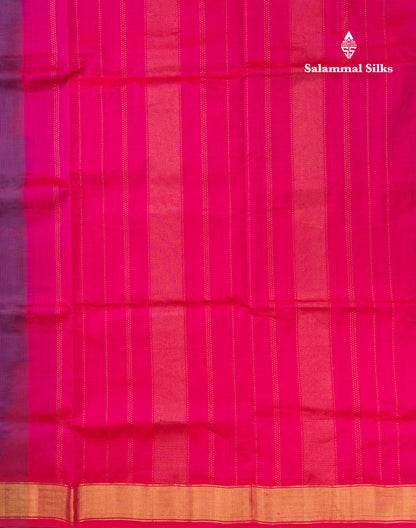 Dark Grey Plain Semi Silk Cotton Saree With Contrast Pink Blouse