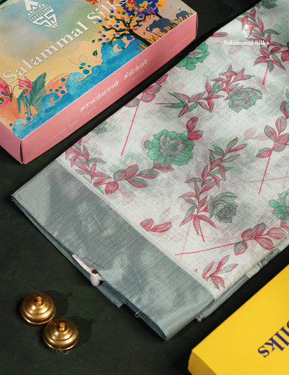 Sandal Beautiful Fancy Saree With Plain Grey Border