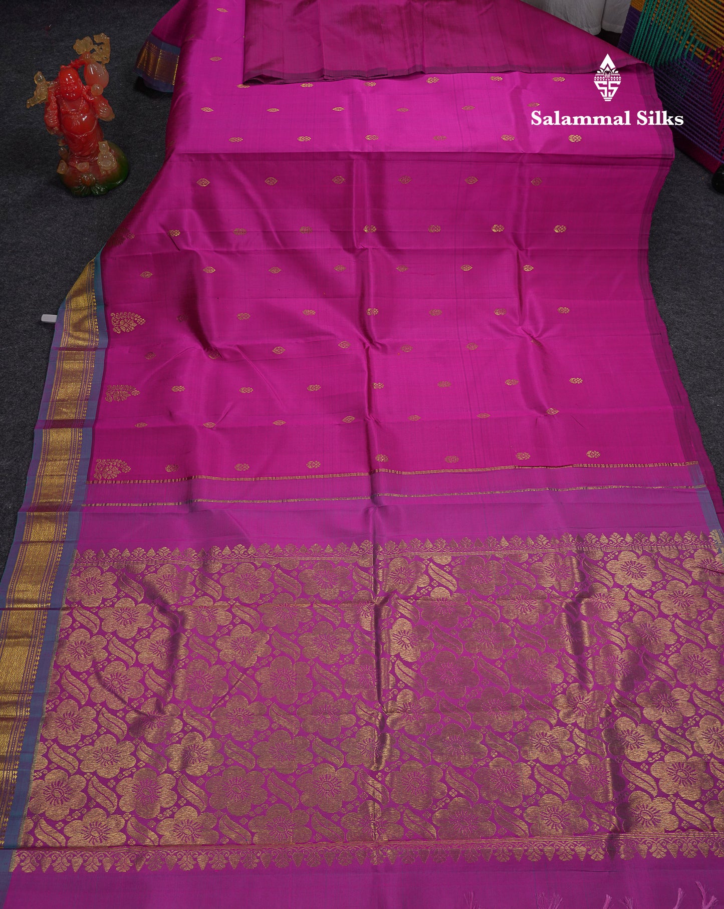 Beautiful Vadamalli Pure Kanjivaram Silk Saree With Contrast Blue Shade Traditional One Side Border