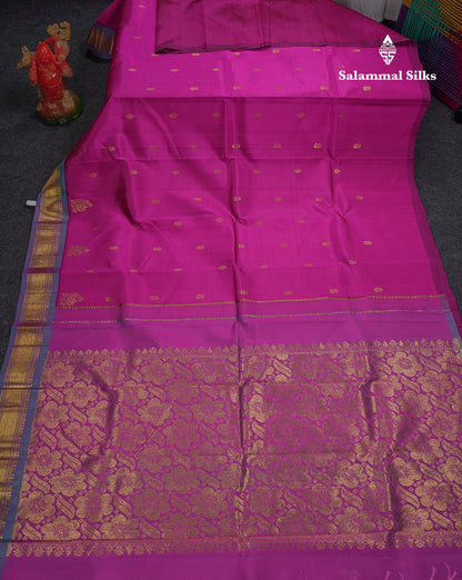 Beautiful Vadamalli Pure Kanjivaram Silk Saree With Contrast Blue Shade Traditional One Side Border