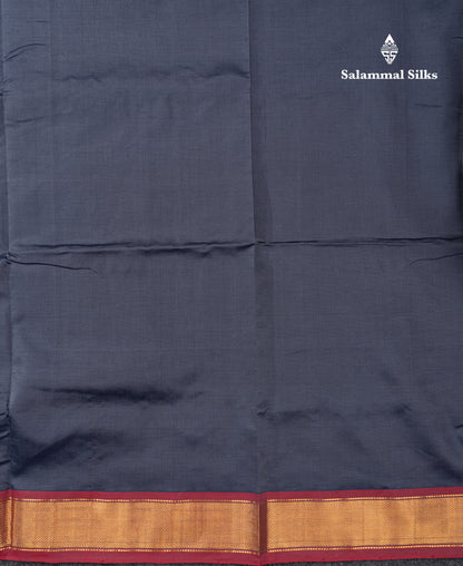 Dark Grey Plain Semi Silk Cotton Saree With Contrast Pink Blouse