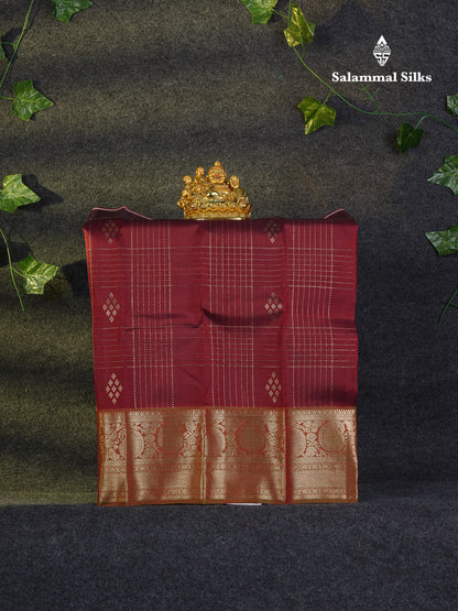 Beautiful Pure Silk Pattu Pavadai (Maroon) With Contrast Olive Mustard Yellow Blouse 18"