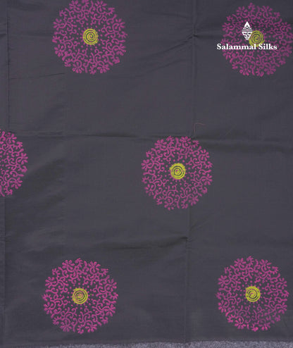 Black South Cotton Printed Saree With Contrast Pink Blouse