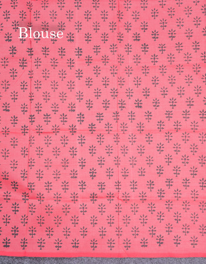 Black South Cotton Printed Saree With Contrast Pink Blouse