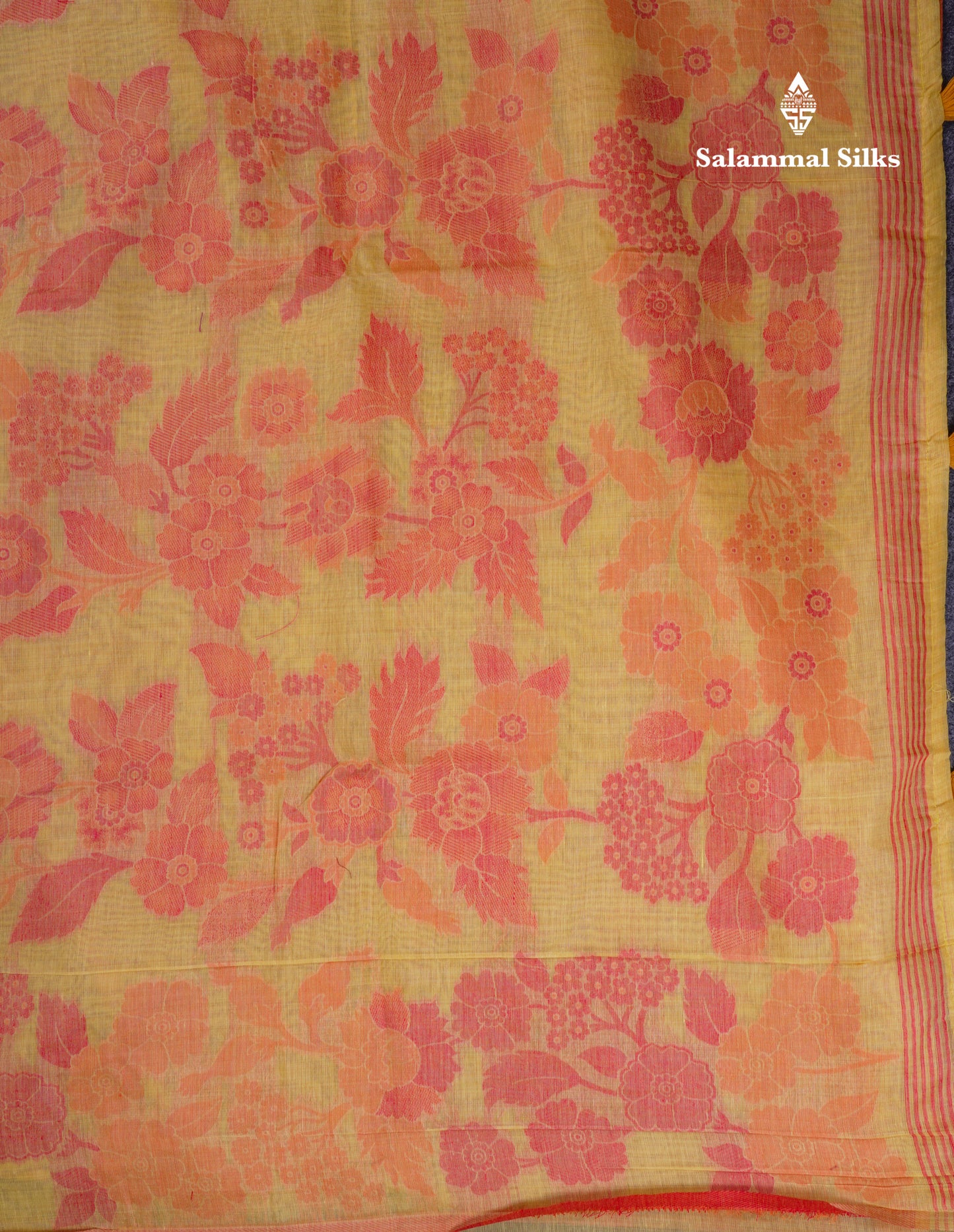 Beautiful Dark Peach Muga Cotton Saree With Contrast Maroon Blouse
