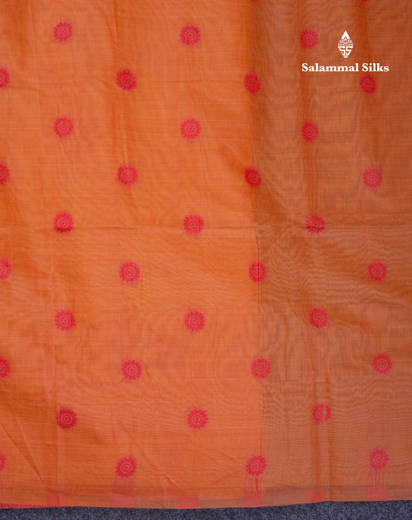 Beautiful Dark Peach Muga Cotton Saree With Contrast Maroon Blouse