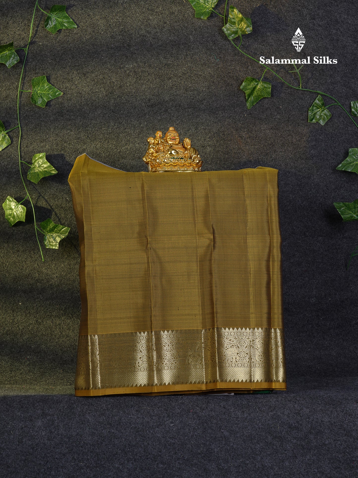 Beautiful Pure Silk Pattu Pavadai (Bottle Green) With Contrast Olive Mustard Yellow Blouse 18"