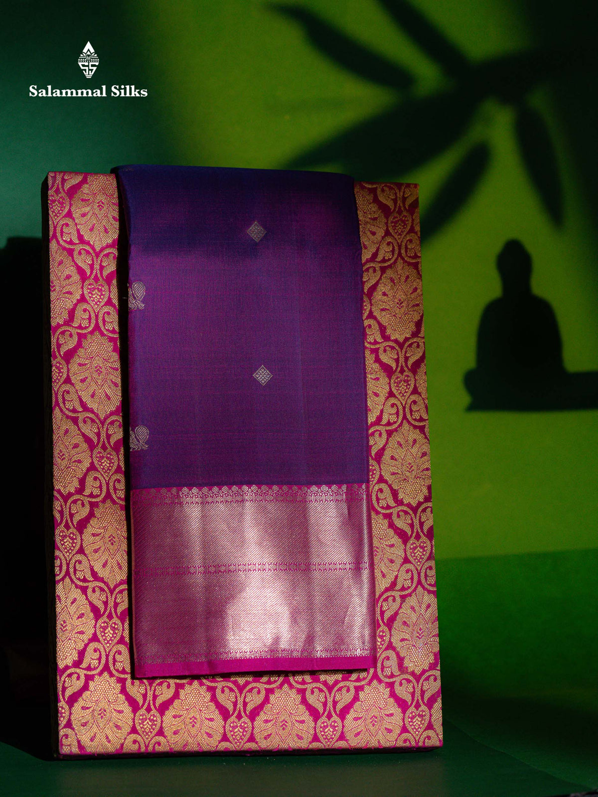 Beautiful Dual Tone Violet Pure Kanjivaram Silk Saree With Contrast Pink Traditional Evening Morning Border