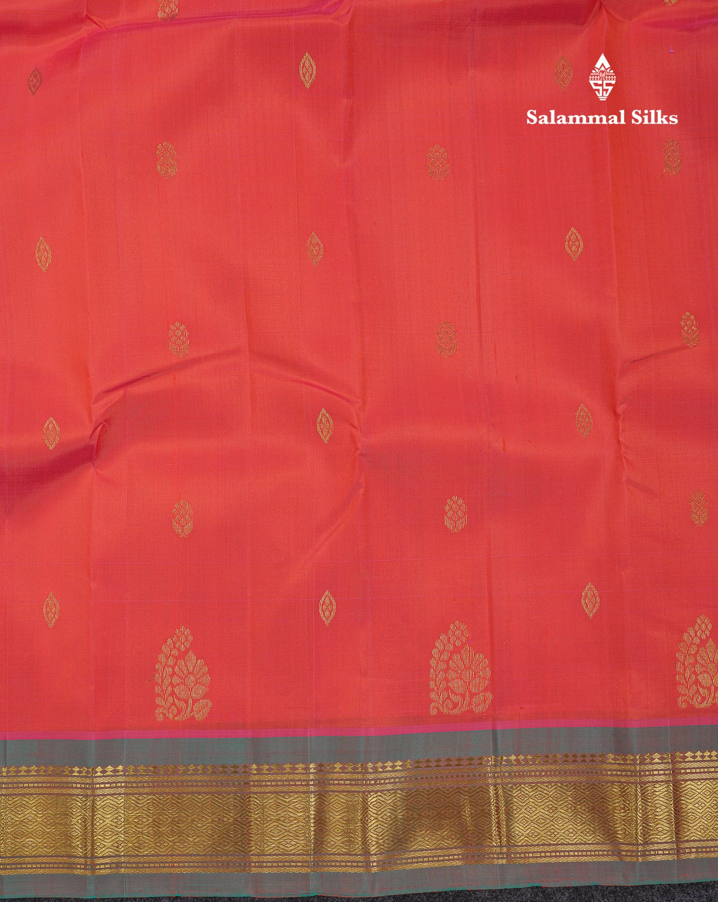 Beautiful Orange Pure Kanjivaram Silk Saree With Contrast Light Green Traditional One Side Border