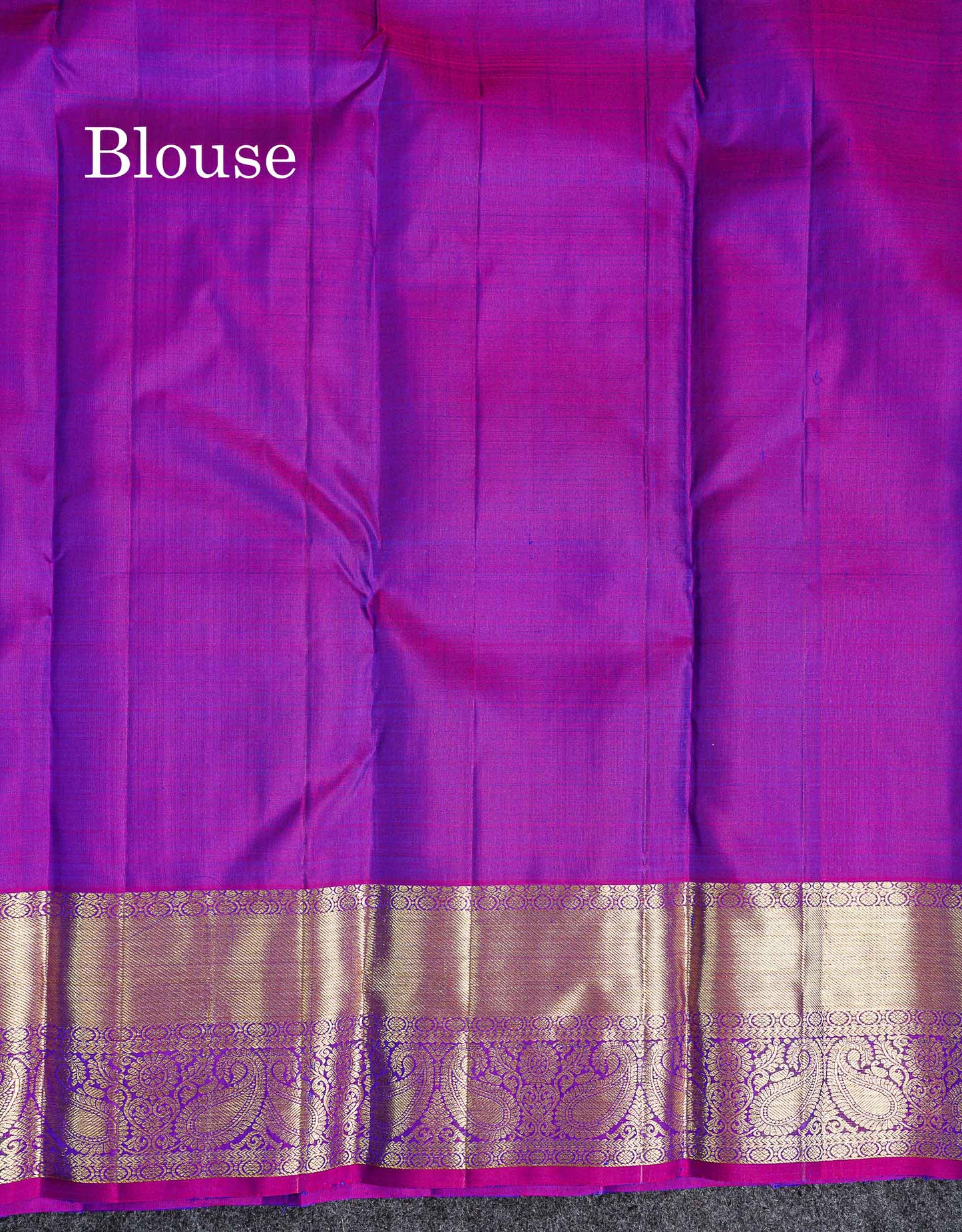 Pure Kanjivaram Silk Saree - Dual Tone Peacock Blue Chakaram & Peacock Butta Along With Contrast Dual Tone Purple Traditional Evening Morning Border