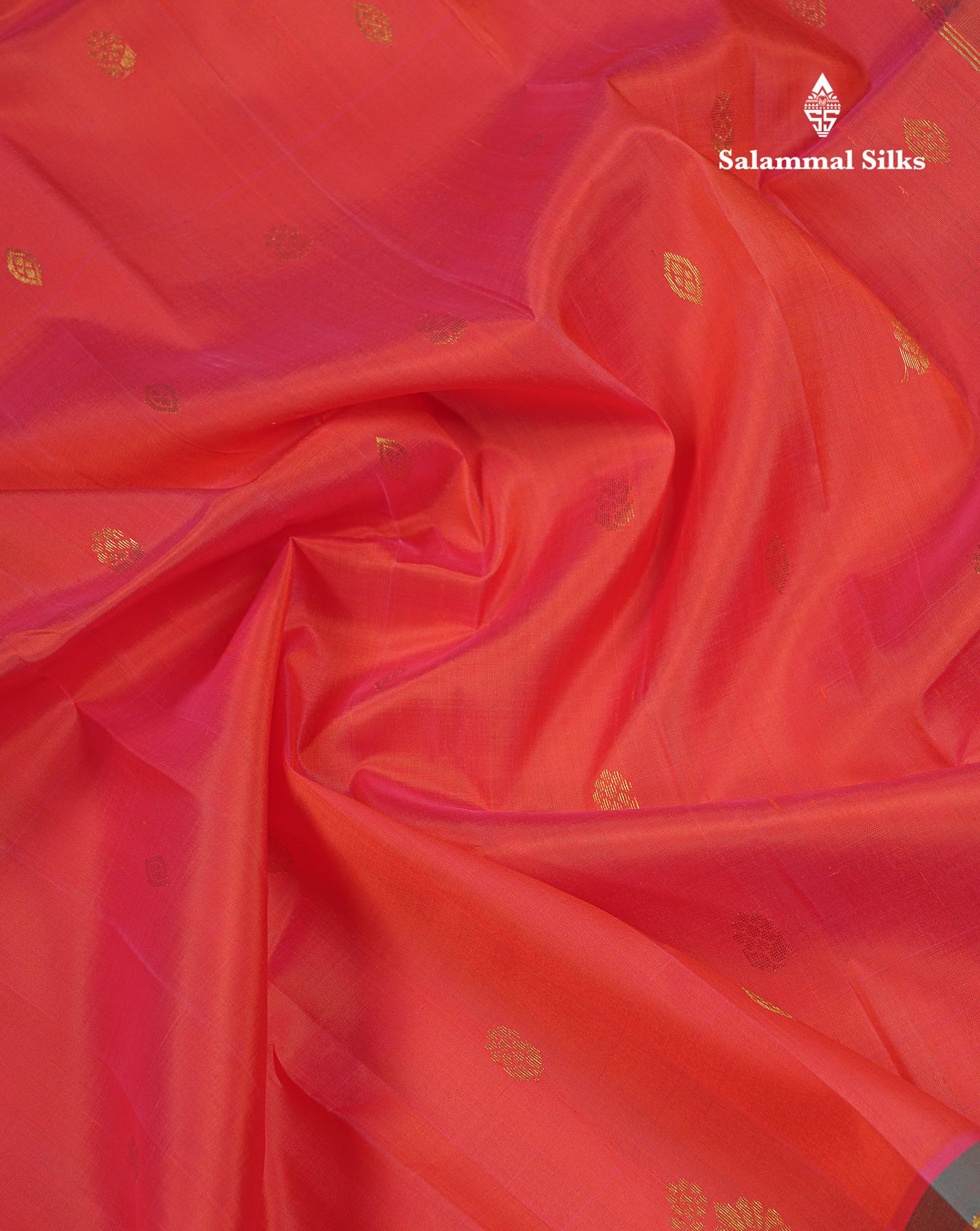 Beautiful Orange Pure Kanjivaram Silk Saree With Contrast Light Green Traditional One Side Border