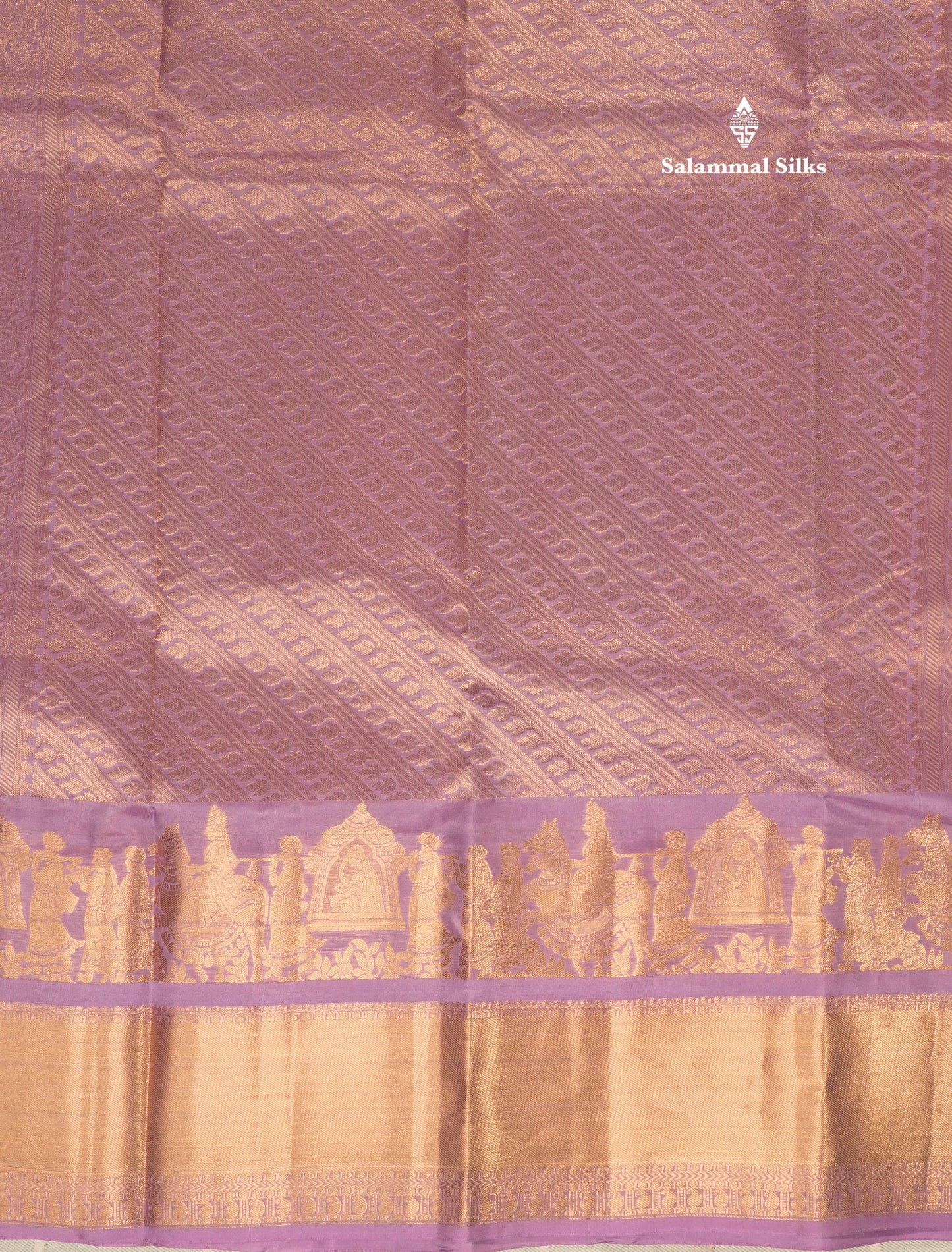 Lavender Plain Pure Kanjivaram Silk Saree with Traditional Pallakku Border