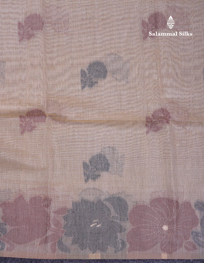 Beautiful Light Yellow Muga Cotton Saree With Contrast Light Red Blouse