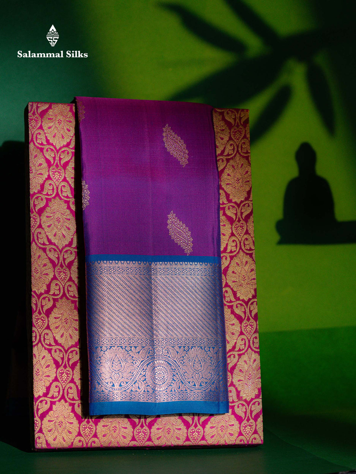 Beautiful Vadamalli Pure Kanjivaram Silk Saree With Contrast Peacock Blue Traditional Evening Morning Border