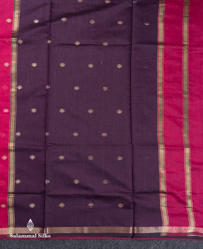 Beautiful Light Chocolate Maheshwar Cotton Saree With Contrast Light Lavender Blouse
