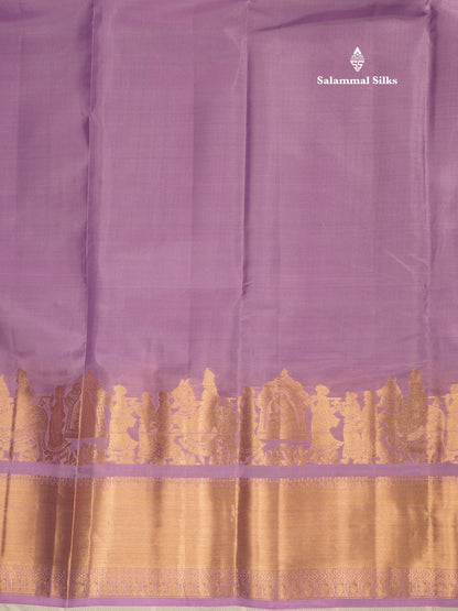 Lavender Plain Pure Kanjivaram Silk Saree with Traditional Pallakku Border