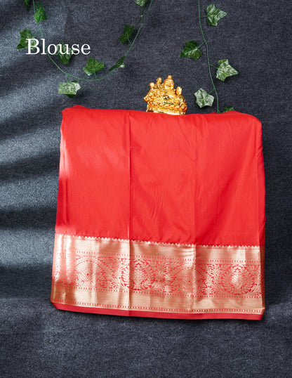Semi Silk Pattu Pavadai (Half White) with Chilly Red Blouse 27"