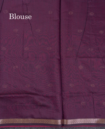 Beautiful Light Chocolate Maheshwar Cotton Saree With Contrast Light Lavender Blouse