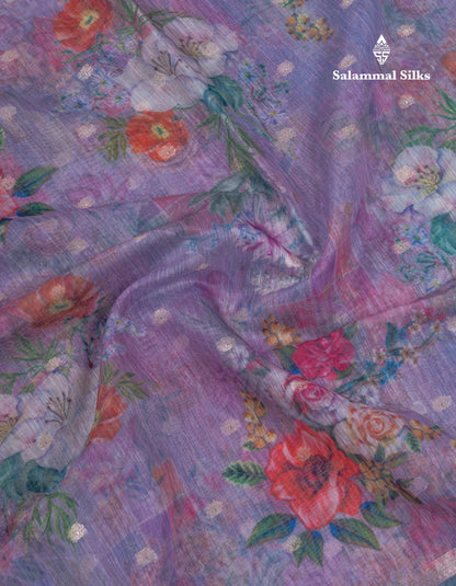 Light Pink Printed Linen Mix Fancy Saree With Contrast Peacock Green Fancy Border