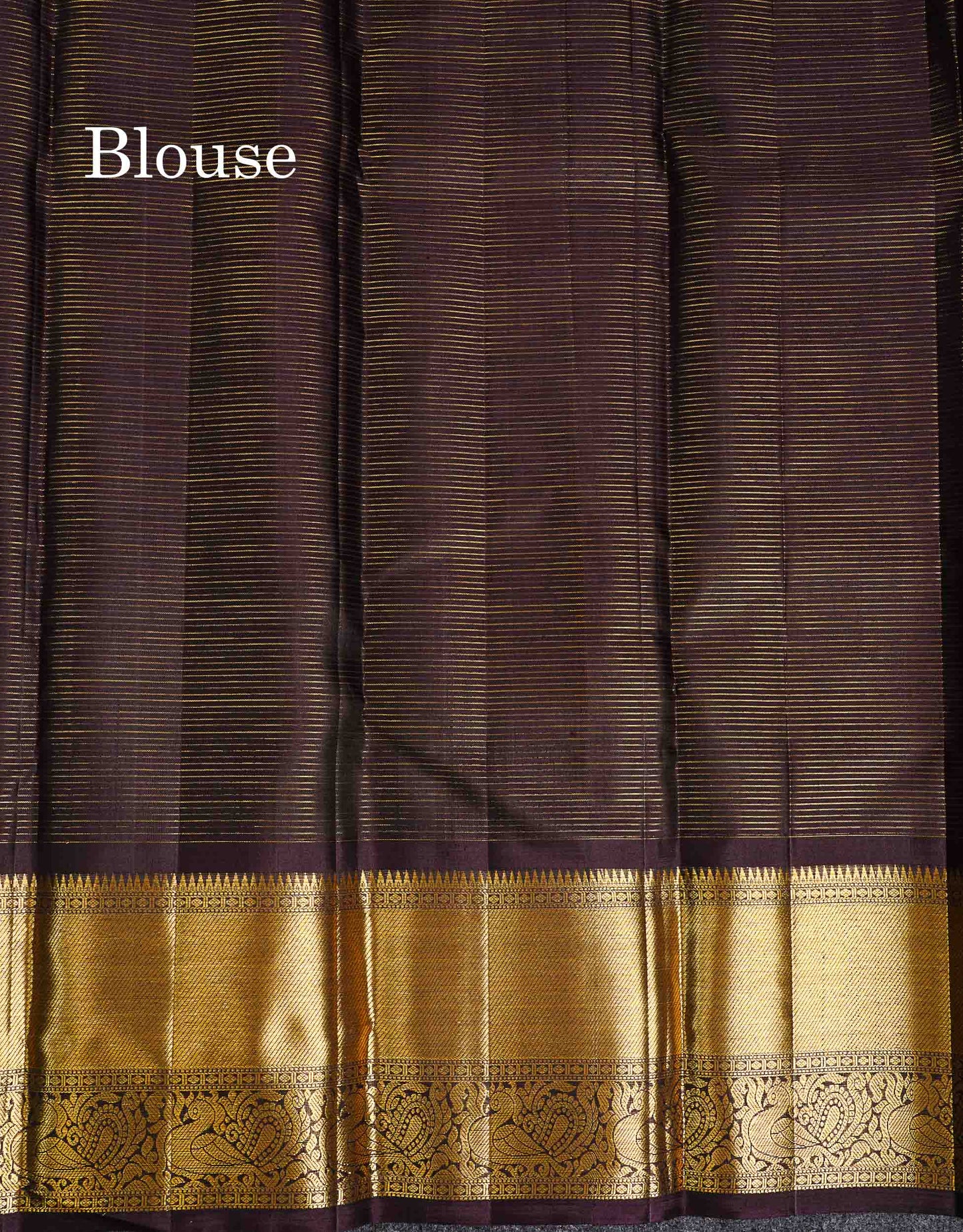 Pure Kanjivaram Silk Saree - Olive Green Tiny Zari Checks With Butta Along With Contrast Dark Brown Traditional Evening Morning Border