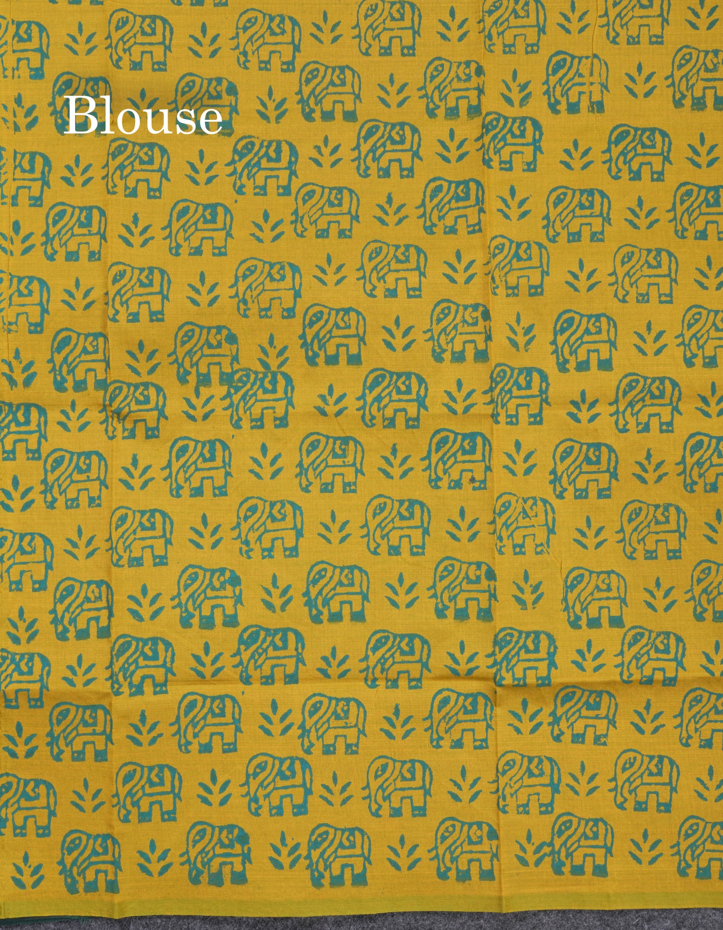 Bottle Green South Cotton Printed Saree With Contrast Manthulir Yellow Blouse